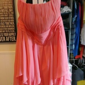 Coral bridesmaid strapless dress